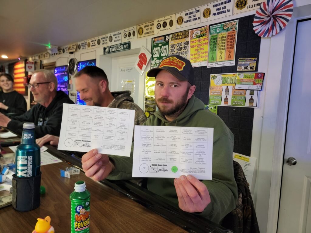 Fun Morgantown Trivia & Music Bingo @ American Legion, Thurs 6:30 pm PM 5-8-25 10 - Trivia in Reading PA, Music Bingo in Reading PA Morgantown PA Music Bingo Winners April MUNGO Ducked at Morgantown PA American Legion 02